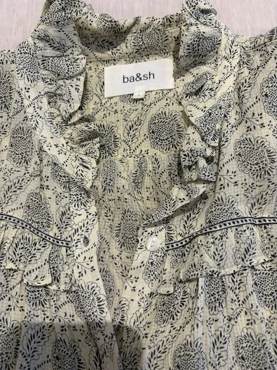 BORA ba&sh cream Paisley Ruffle Button-Up Blouse - Picture 4 of 10